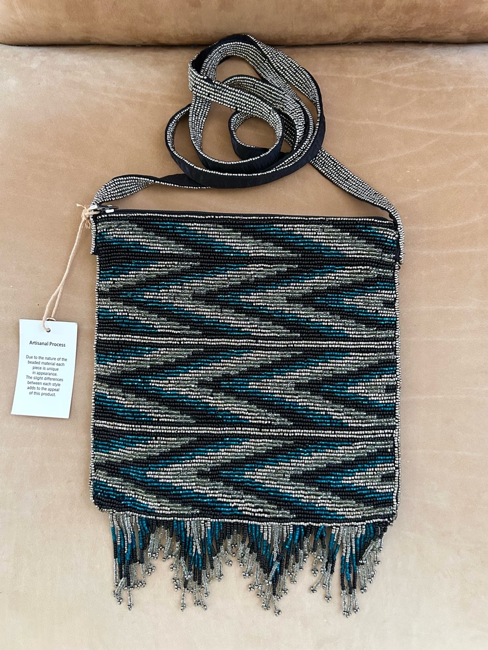Shyanne Southwestern Multicolored Silver & Blue Beaded Crossbody Bag NWT